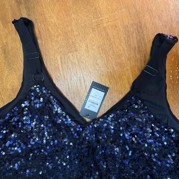 City Chic Black and Blue Sequin Tank 12 XXS - Picture 4 of 6
